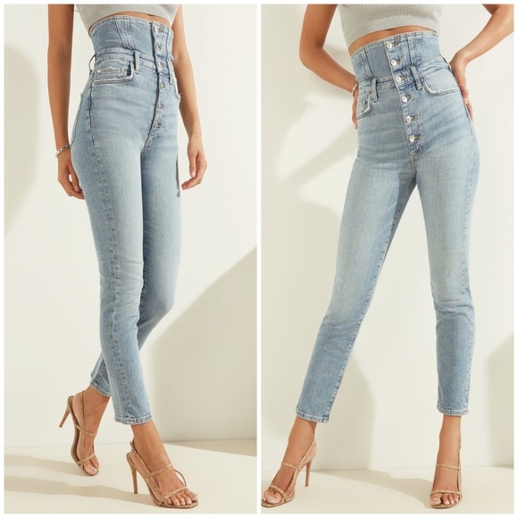 New GUESS IT GIRL HIGH WAIST RISER DENIM Jeans SZ 27 - Picture 2 of 10